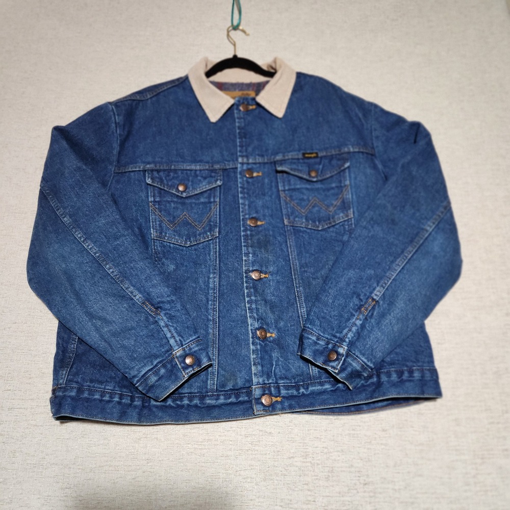 Wrangler Denim Jacket Mens 48 Blue Blanket Lined Corduroy Collar 74260PW